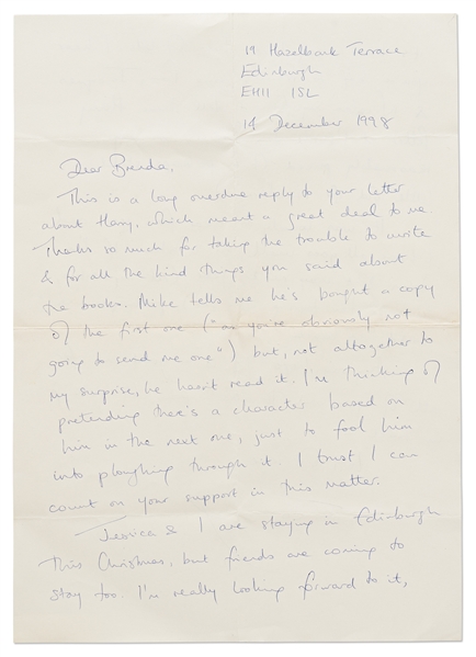 J.K. Rowling Autograph Letter Signed from 1998 -- I hear you're off to France...Harry Potter et l'Ecole des Sorciers (''Harry Potter and the Philosopher's Stone'') is very reasonably priced...''