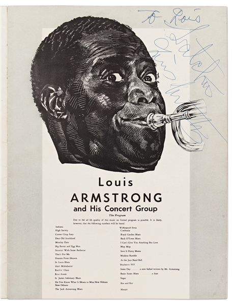 Louis Armstrong Signed Program -- Signed Both ''Satchmo'' & ''Louis Armstrong''