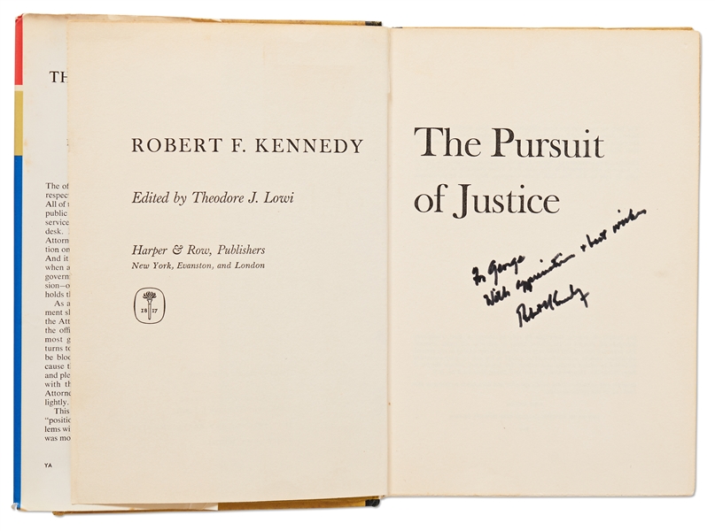 Robert F. Kennedy Signed First Edition of ''The Pursuit of Justice''