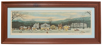 Norman Rockwell Signed Print of His Beloved Piece Stockbridge Main Street at Christmas