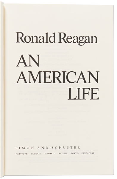 Ronald Reagan Signed Copy of His Autobiography ''An American Life''