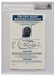 Barack Obama Signed Souvenir Photo of Osama bin Ladens FBI Most Wanted Poster -- Beckett Slabbed