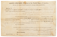 Lot of 3 Presidential Signed Documents -- Two James Monroe Signed Land Grants & One Andrew Jackson Signed Land Grant