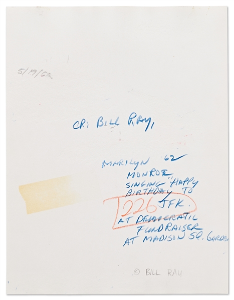 Original Double-Weight Photograph of Marilyn Monroe Singing ''Happy Birthday, Mr. President'' to John F. Kennedy -- Taken by Photographer Bill Ray