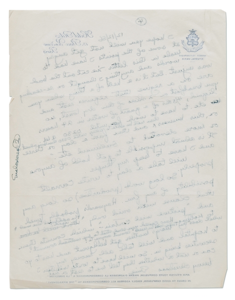 Ernest Hemingway Autograph Letter Twice-Signed and Additionally Initialed Three Times -- ''I am having the original MSS of 'A Farewell to Arms' and 'For Whom the Bell Tolls' ...appraised.''