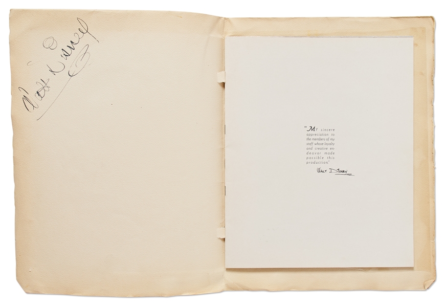 Walt Disney Signed World Premiere Program for ''Snow White and the Seven Dwarfs'' -- Disney Signs Without Inscription -- With Phil Sears COA