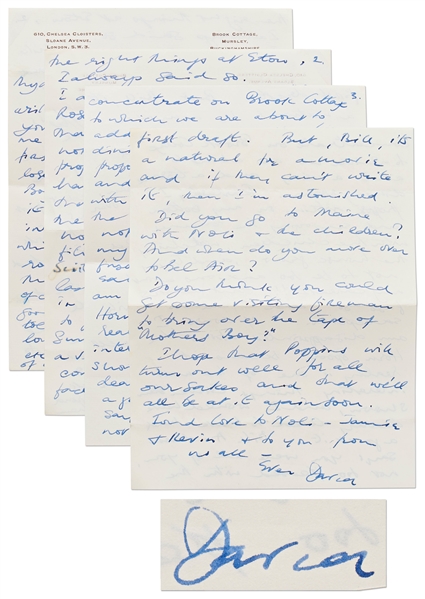 David Tomlinson - AKA George Banks from ''Mary Poppins'' - Autograph Letter Signed to Screenwriter & Producer Bill Walsh -- ''...I hope that Poppins will turn out well for all our sakes...''