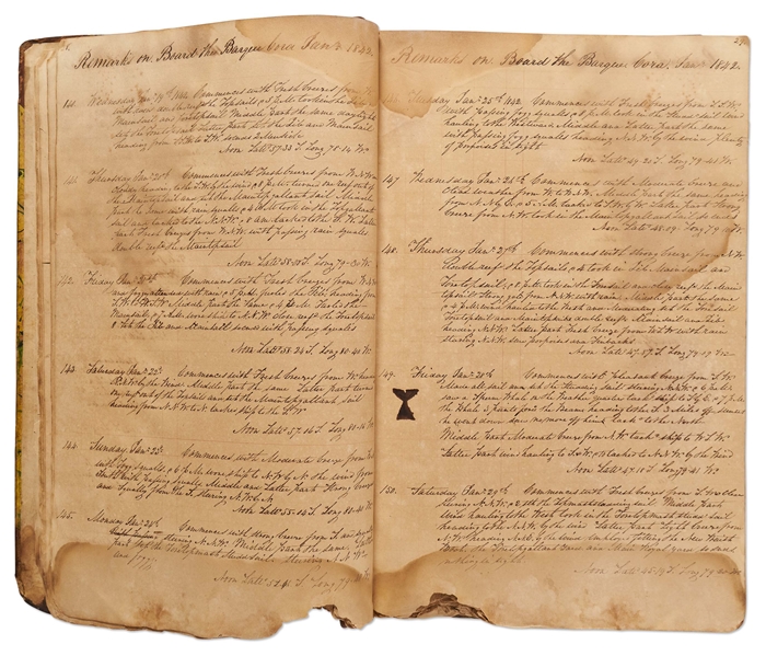 19th Century Whaling Logbook of the Bark Cora Out of New Bedford -- Documenting an Expedition to the Pacific from 1841-1845