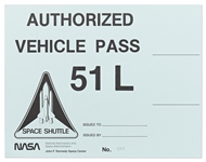 NASA Vehicle Pass for Space Shuttle Challenger STS-51-L