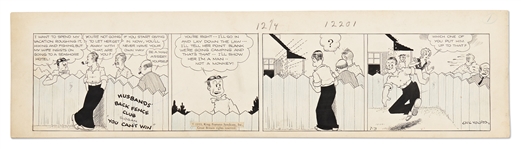 Chic Young Hand-Drawn Blondie Comic Strip From 1933 -- Blondie Breaks Up the Husbands Back Fence Club