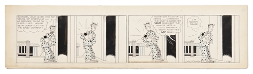 Chic Young Hand-Drawn Blondie Comic Strip From 1934 -- Dagwood & Blondie Are New Parents