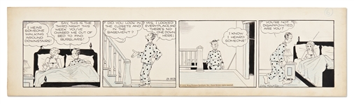 Chic Young Hand-Drawn Blondie Comic Strip From 1935 -- Blondie Hears a Burglar
