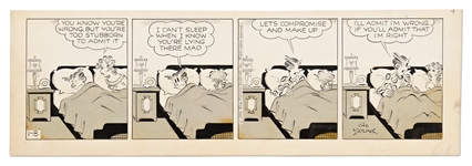 Chic Young Hand-Drawn Blondie Comic Strip From 1959 -- Dagwood Has a Clever Idea to Resolve an Argument with Blondie