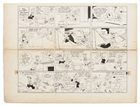 Chic Young Hand-Drawn Blondie Sunday Comic Strip From 1938 -- Daisy Gets the Last Laugh by Ducking a Bath