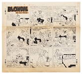 Chic Young Hand-Drawn Blondie Sunday Comic Strip From 1954 -- The Bumstead Household is in Disarray Without Blondie
