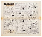 Chic Young Hand-Drawn Blondie Sunday Comic Strip From 1964 -- Herb Woodley Pranks Dagwood One Too Many Times