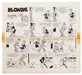 Chic Young Hand-Drawn Blondie Sunday Comic Strip From 1965 -- Dagwood Gets Mad at Blondie for Spending All Their Money in a Dream