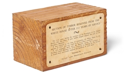 Large Block of Wood From the Roof of the White House -- Removed During 1927 Reconstruction -- Accompanied by Rare, Original Box