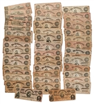Lot of 48 Currency Bills Issued by the Confederate States of American During the Civil War