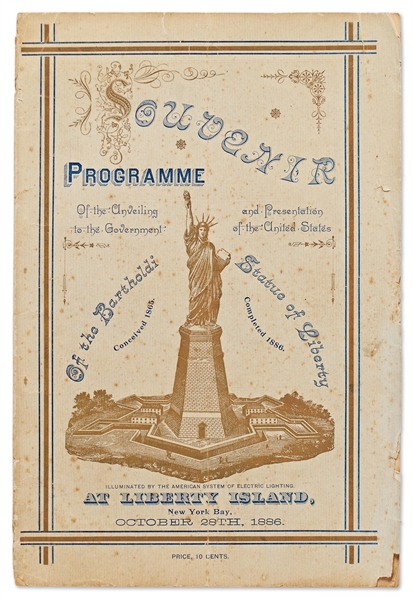 Statue of Liberty Souvenir Program from the Dedication and Unveiling on 28 October 1886