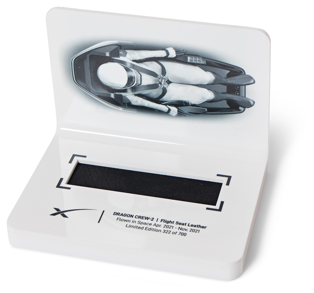 Crew-2 Flown Flight Seat Leather from the SpaceX Dragon Spacecraft -- One of 700 in the Limited Edition