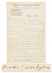 Booker T. Washington Letter Signed as Principal of The Tuskegee Institute