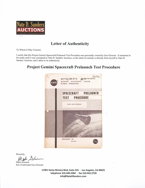 Lot of 6 Items Personally Owned by Mercury 7 and Apollo 1 Astronaut Gus Grissom -- Includes Grissom's Draft Copy of the Pilot's Flight Report for MR-4