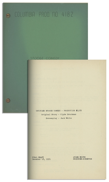 Moe Howards Personally Owned Script for The Three Stooges 1953 Film Up in Daisys Penthouse