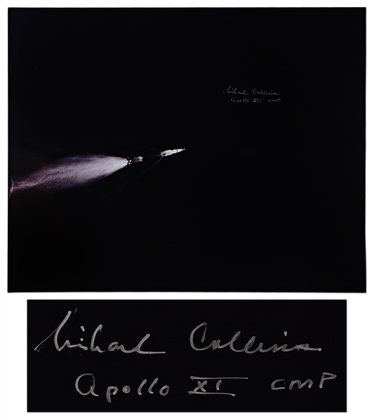 Michael Collins Signed 20'' x 16'' Photo of the Apollo 11 Saturn Rocket in Space