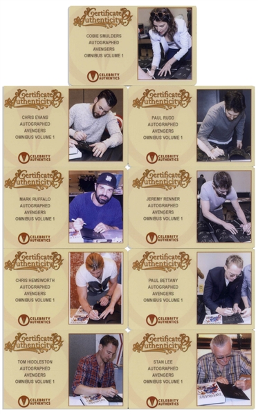 Avengers Creator Stan Lee Signed ''The Avengers Omnibus'' Coffee Table Book -- Also Signed by 8 Members of Superhero Squad Including Chris Hemsworth & Chris Evans
