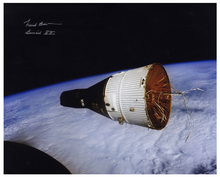 Frank Borman Signed 20'' x 16'' Photo of the ''Golden Ribbons'' Gemini VII Spacecraft