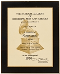 Grammy Nomination for Best Album Notes, Awarded to Poet Rod McKuen in 1970 for Hold Back the World by Alexanders Greyhound Bass