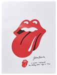 John Pasche Hand-Drawn and Signed Tongue and Lips Artwork on a Rolling Stones Lithograph Poster