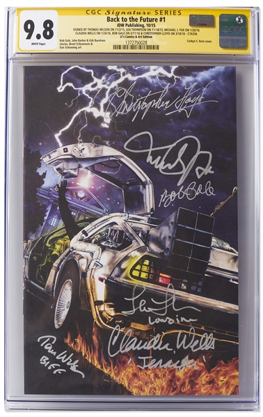 Back to the Future Cast-Signed Comic #1, With Powerful Variant Cover -- Signed by 6 Cast Members Including Michael J. Fox and Christopher Lloyd