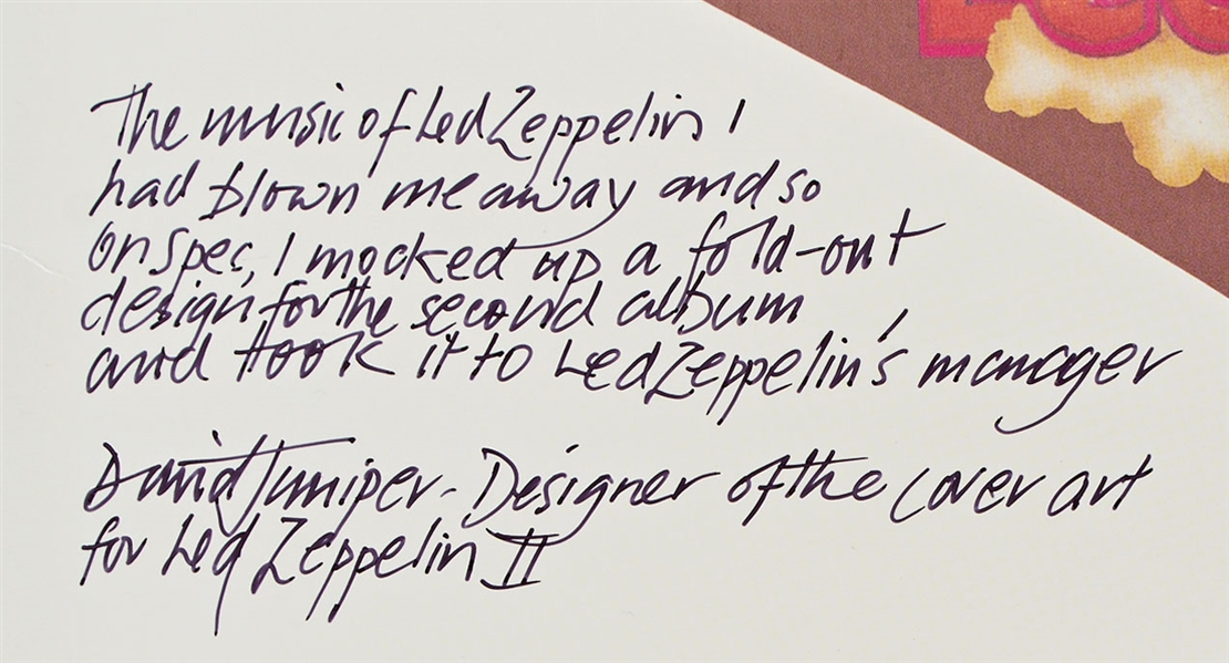 Led Zeppelin II Album Signed by Artist David Juniper & Frank Borman, the Apollo Astronaut Who's on the Cover Because Juniper Thought He Was Neil Armstrong -- Borman Writes ''Not Neil Armstrong!''