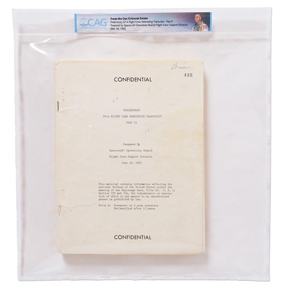 Gus Grissom Personally Owned Debriefing Report for Gemini 4, Heavily Hand-Edited by Grissom: ''Kick his ass!!'' and ''Did they have a moon on dark side?''