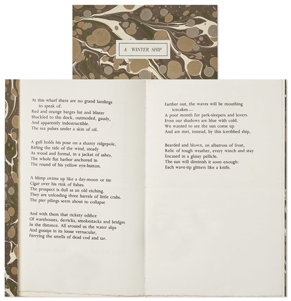 First Edition of Sylvia Plath's Poem ''A Winter Ship'' -- One of Only 60 Copies Extant, Personally Owned by Sylvia Plath