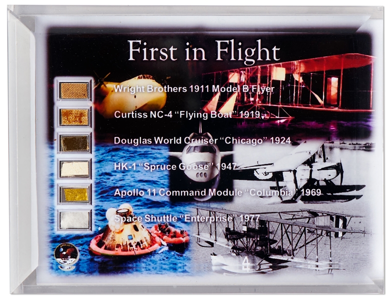 Flown Fragments From the Most Historic First in Flight Aeronautic Missions of the 20th Century -- From the Wright Brothers to Apollo 11