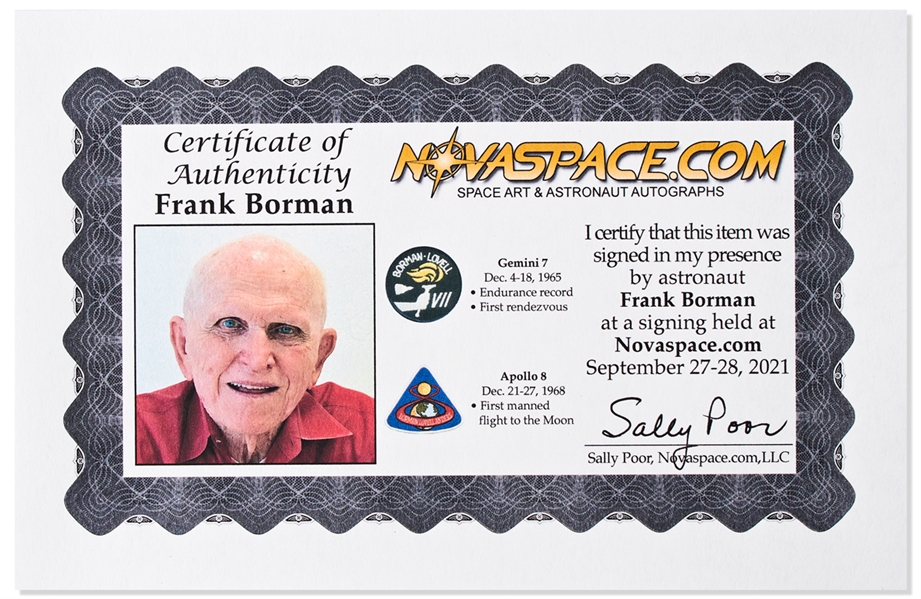 Frank Borman Signed Apollo 8 Map -- Borman Also Writes His Historic Words From the 1968 Christmas Eve Broadcast