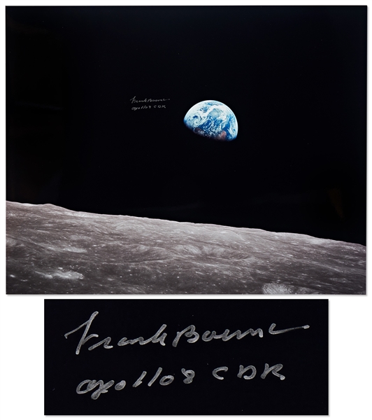 Frank Borman Signed 20'' x 16'' ''Earthrise'' Photo -- With Novaspace COA