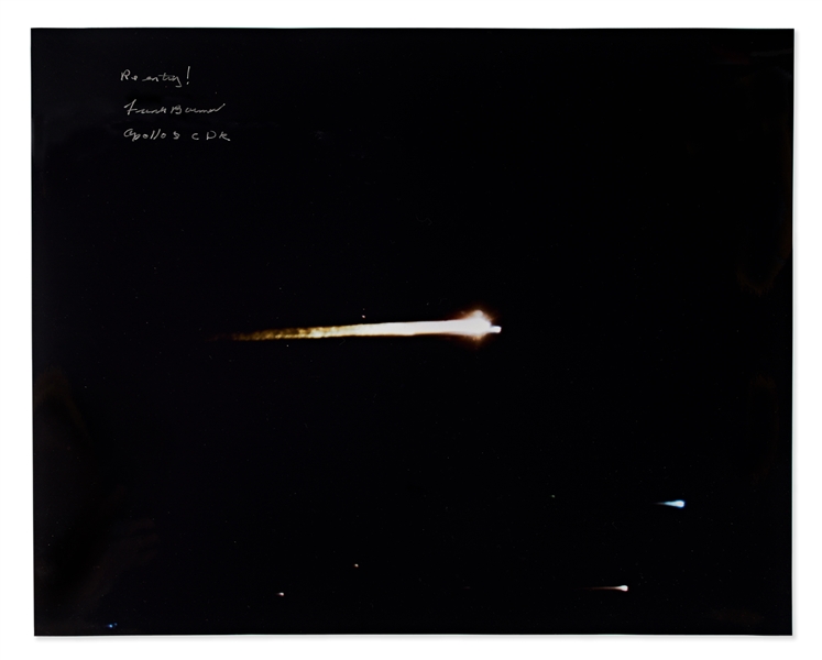 Frank Borman Signed 20'' x 16'' Photo During Apollo 8 Reentry -- With Novaspace COA