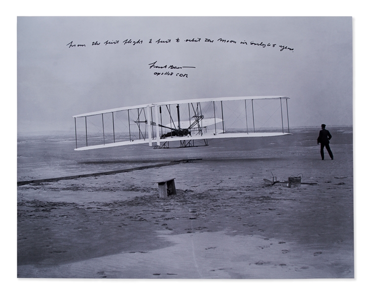 Dramatic 20'' x 16'' Photo Signed by Astronaut Frank Borman -- Reflecting on the Remarkable Progress of Aeronautics in the 20th Century