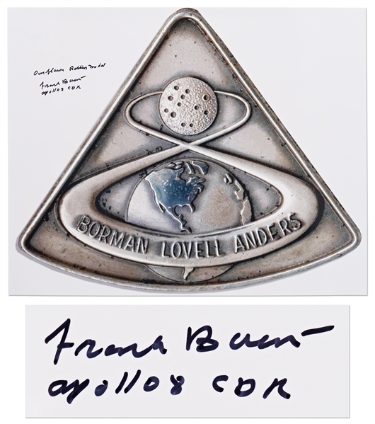 Frank Borman Signed 20'' x 16'' Photo of the Apollo 8 Robbins Medal