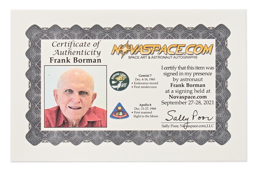 Frank Borman Signed 20'' x 16'' Photo of the Apollo 8 Robbins Medal