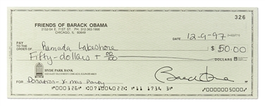 Barack Obama Check Signed from the ''Friends of Barack Obama'' Bank Account