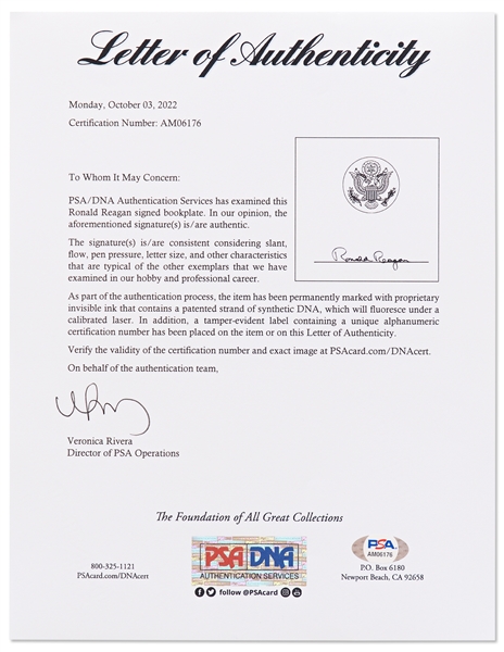 Ronald Reagan Signed First Edition of His Autobiography ''An American Life'' -- With PSA/DNA COA