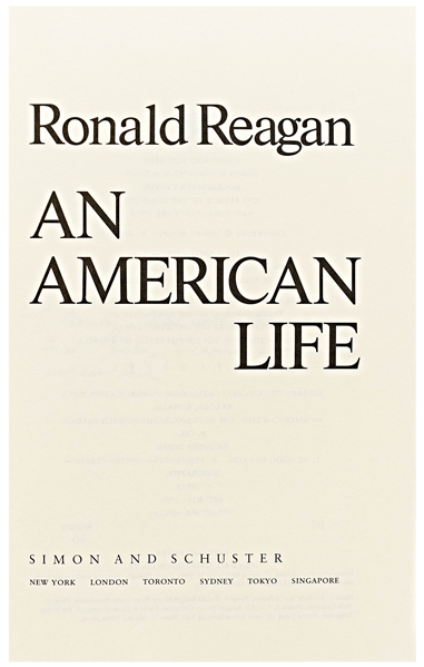 Ronald Reagan Signed First Edition of His Autobiography ''An American Life'' -- With PSA/DNA COA