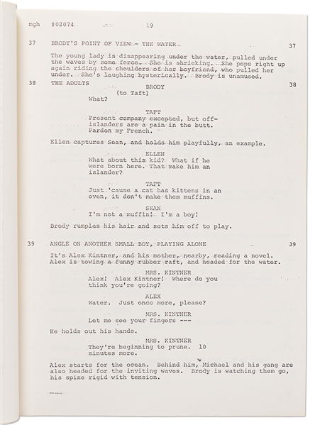 ''JAWS'' Script from 1974 -- Revised Final Draft Screenplay Runs 123pp. Plus 96pp. of Storyboards