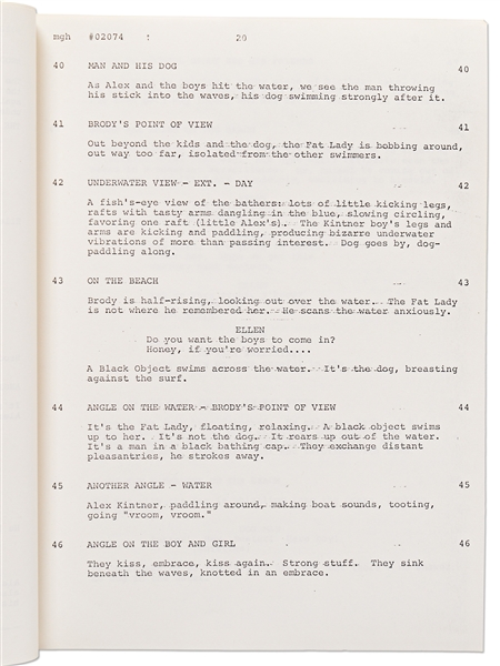 ''JAWS'' Script from 1974 -- Revised Final Draft Screenplay Runs 123pp. Plus 96pp. of Storyboards