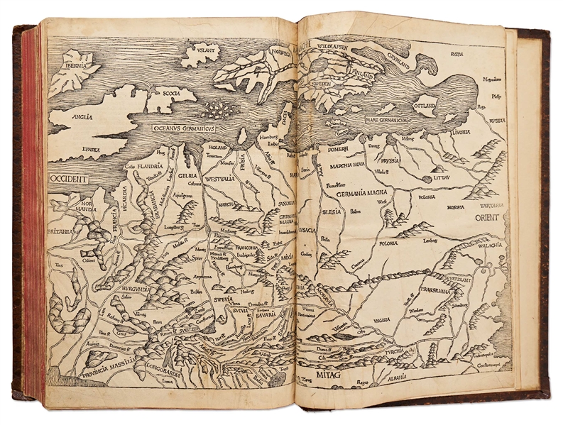 Rare 1493 First Edition of ''Nuremberg Chronicle'', the Illustrated High Point of Printing in the Age of Incunable -- Complete with 1,809 Woodcuts